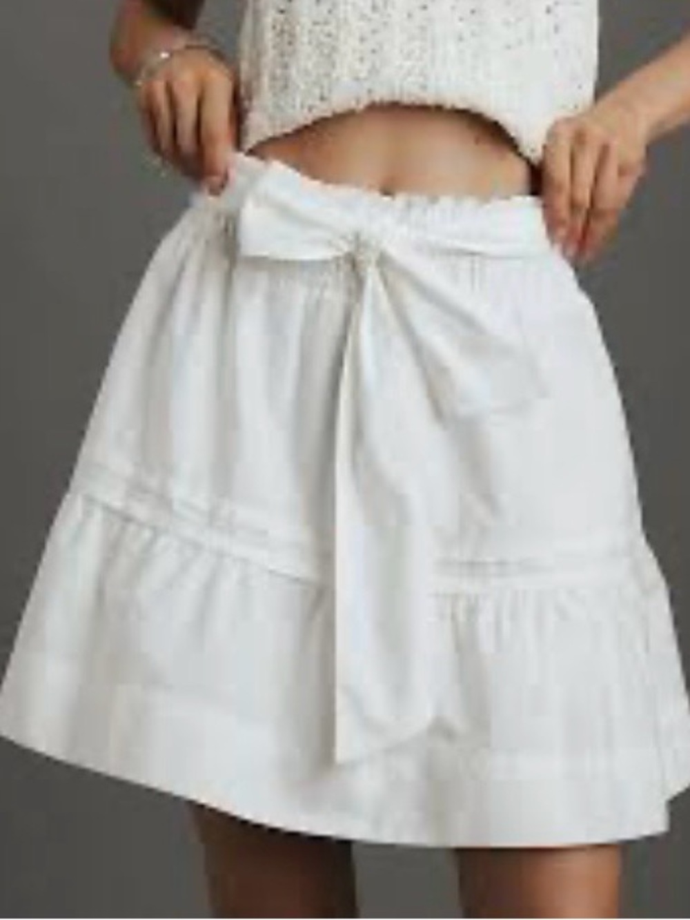 Anthropologie Maeve Somerset White Mini Skirt – Size Large NWT